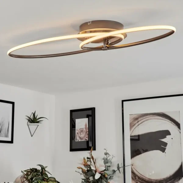 hofstein Plafonnier Harpeth LED Nickel mat, 1 lumière* Lampes Modernes