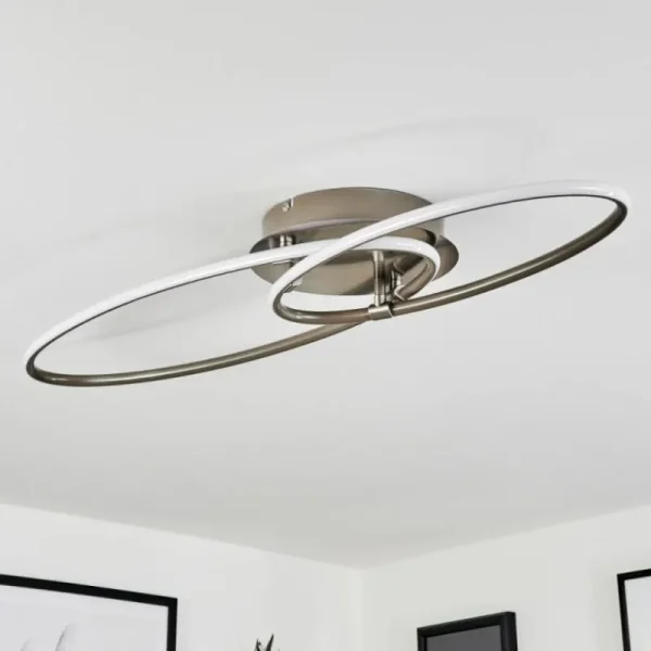 hofstein Plafonnier Harpeth LED Nickel mat, 1 lumière* Lampes Modernes