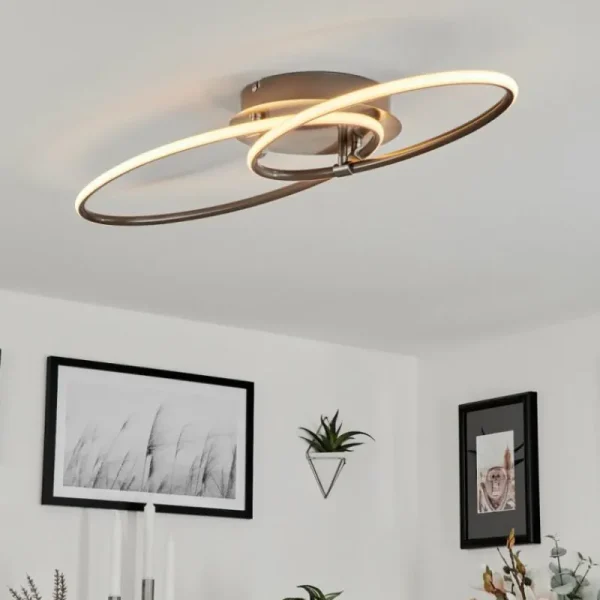 hofstein Plafonnier Harpeth LED Nickel mat, 1 lumière* Lampes Modernes