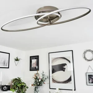 hofstein Plafonnier Harpeth LED Nickel mat, 1 lumière* Lampes Modernes