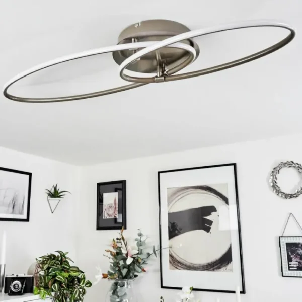hofstein Plafonnier Harpeth LED Nickel mat, 1 lumière* Lampes Modernes
