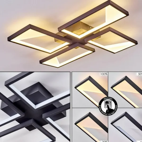 hofstein Plafonnier Haya LED Noir, 4 lumières* Lampes Modernes