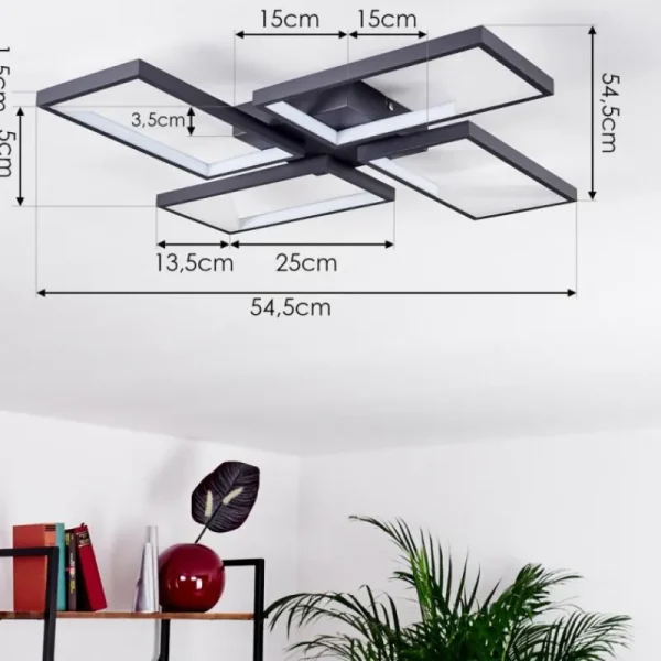 hofstein Plafonnier Haya LED Noir, 4 lumières* Lampes Modernes