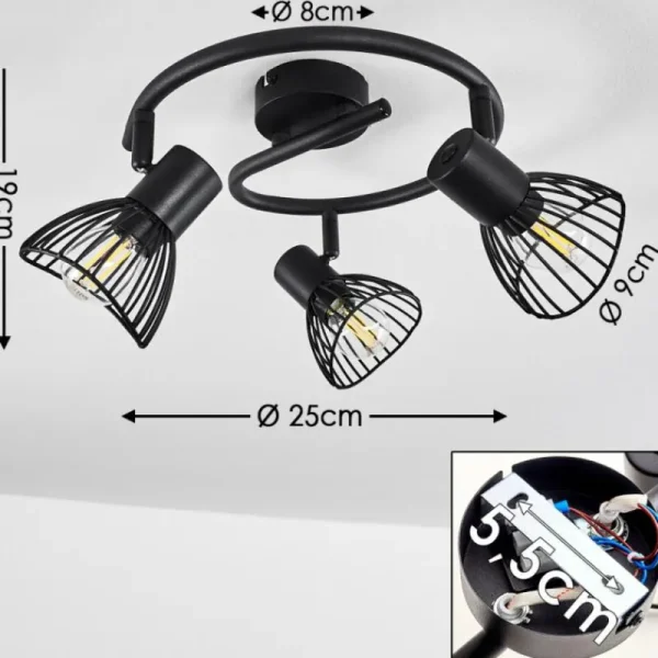 hofstein Plafonnier Holbol Noir, 3 lumières* Lampes Modernes