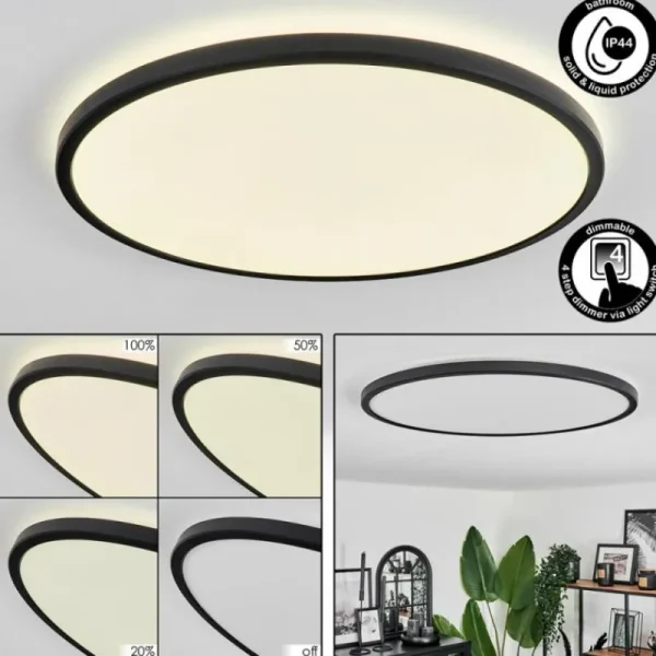 hofstein Plafonnier Hooper LED Noir, 1 lumière* Lampes Modernes