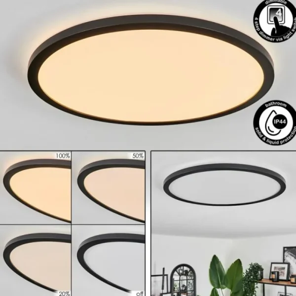 hofstein Plafonnier Hooper LED Noir, 1 lumière* Lampes Modernes