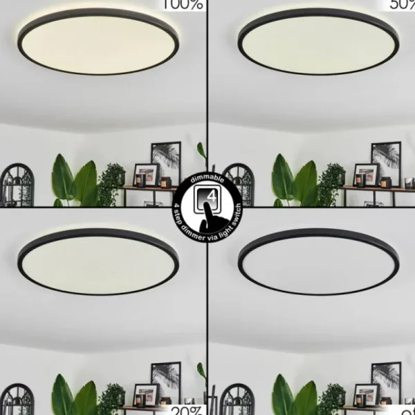 hofstein Plafonnier Hooper LED Noir, 1 lumière* Lampes Modernes