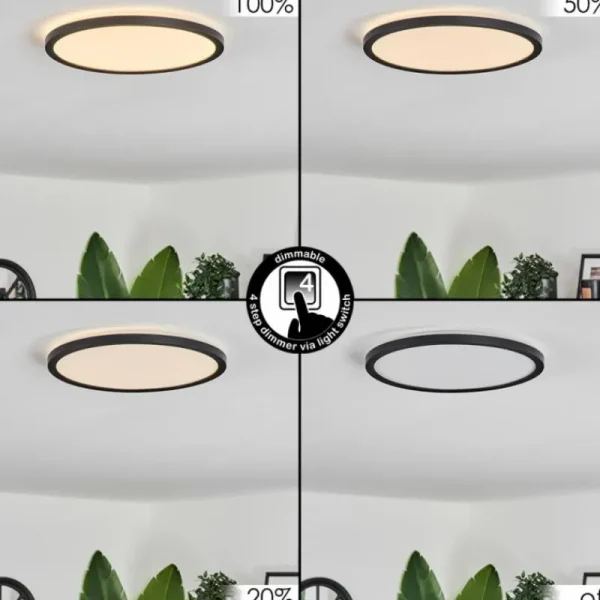 hofstein Plafonnier Hooper LED Noir, 1 lumière* Lampes Modernes