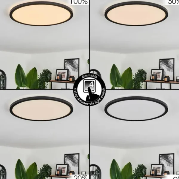 hofstein Plafonnier Hooper LED Noir, 1 lumière* Lampes Modernes