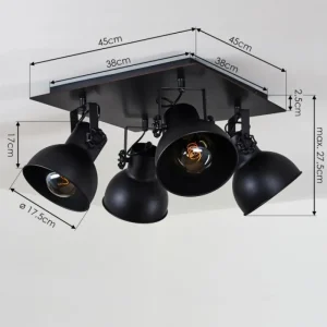 hofstein Plafonnier Hora Noir, 4 lumières* Lampes Modernes