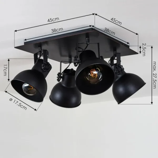 hofstein Plafonnier Hora Noir, 4 lumières* Lampes Modernes