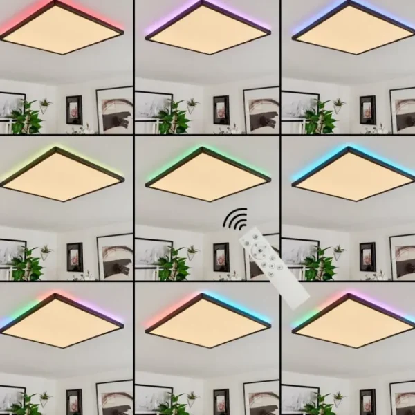 hofstein Plafonnier Hortinhas LED Noir, 1 lumière, Télécommandes, Changeur de couleurs* Lampes Modernes