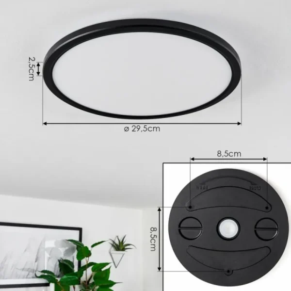 hofstein Plafonnier Hortinhas LED Noir, 1 lumière, Télécommandes, Changeur de couleurs* Lampes Modernes