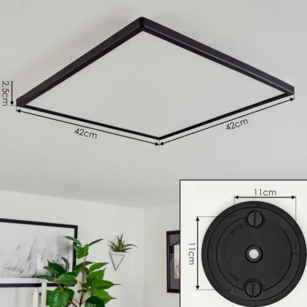 hofstein Plafonnier Hortinhas LED Noir, 1 lumière, Télécommandes, Changeur de couleurs* Lampes Modernes
