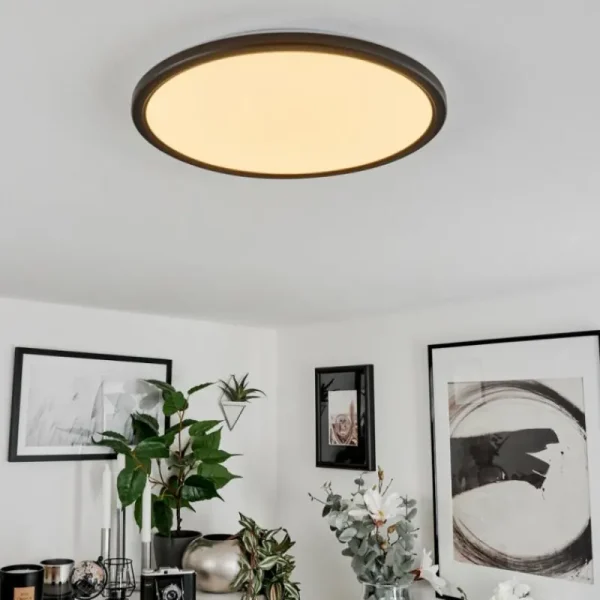 hofstein Plafonnier Hortinhas LED Noir, 1 lumière, Télécommandes, Changeur de couleurs* Lampes Modernes