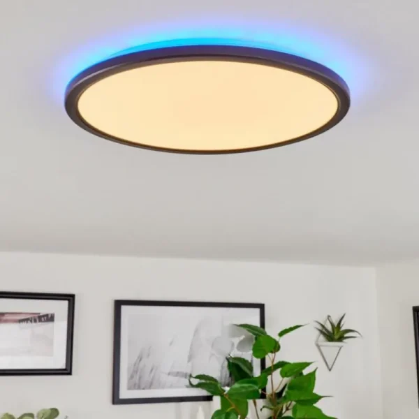 hofstein Plafonnier Hortinhas LED Noir, 1 lumière, Télécommandes, Changeur de couleurs* Lampes Modernes