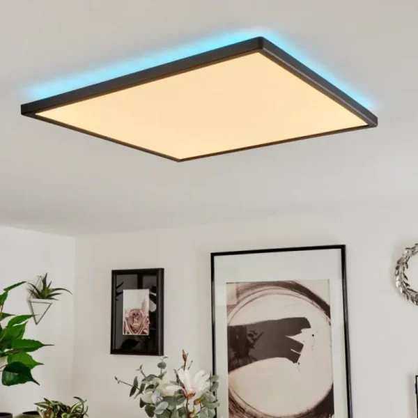 hofstein Plafonnier Hortinhas LED Noir, 1 lumière, Télécommandes, Changeur de couleurs* Lampes Modernes