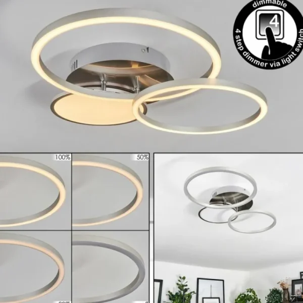 hofstein Plafonnier Hosum LED Nickel mat, 1 lumière* Lampes Modernes