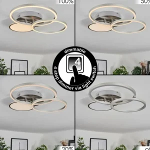 hofstein Plafonnier Hosum LED Nickel mat, 1 lumière* Lampes Modernes