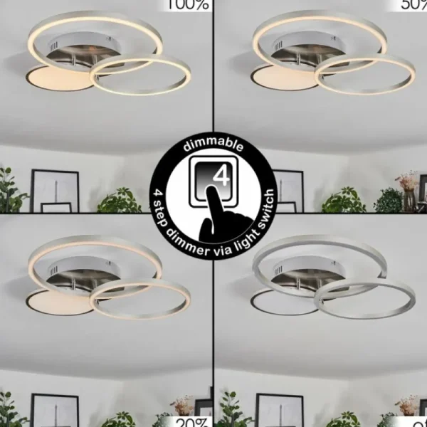hofstein Plafonnier Hosum LED Nickel mat, 1 lumière* Lampes Modernes