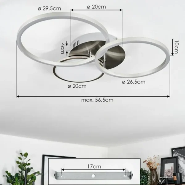 hofstein Plafonnier Hosum LED Nickel mat, 1 lumière* Lampes Modernes