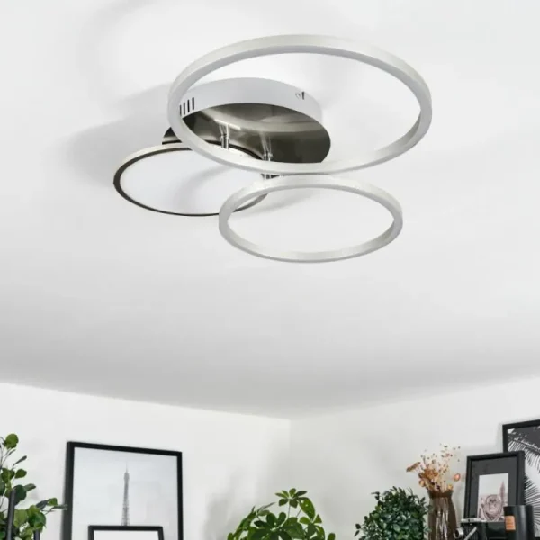 hofstein Plafonnier Hosum LED Nickel mat, 1 lumière* Lampes Modernes