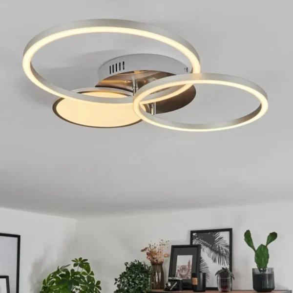 hofstein Plafonnier Hosum LED Nickel mat, 1 lumière* Lampes Modernes