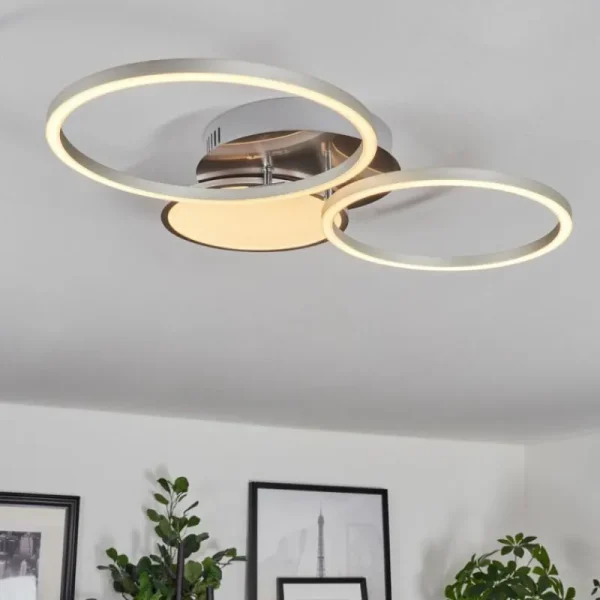 hofstein Plafonnier Hosum LED Nickel mat, 1 lumière* Lampes Modernes