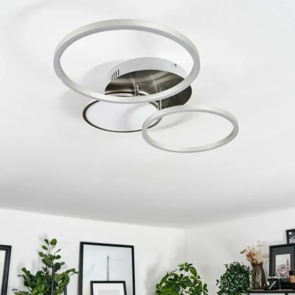 hofstein Plafonnier Hosum LED Nickel mat, 1 lumière* Lampes Modernes