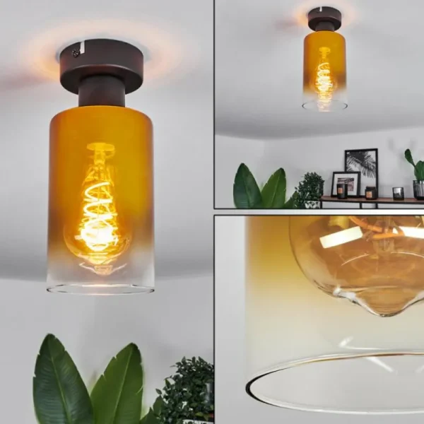 hofstein Plafonnier Hunouri Noir, 1 lumière* Lampes En Verre