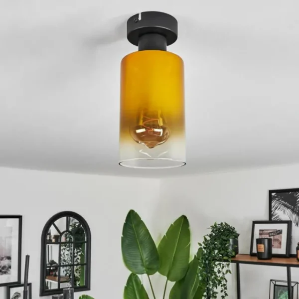 hofstein Plafonnier Hunouri Noir, 1 lumière* Lampes En Verre