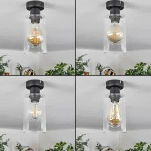 hofstein Plafonnier Hunouri Noir, 1 lumière* Lampes En Verre