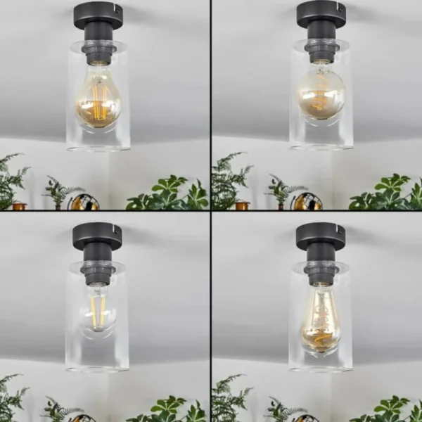 hofstein Plafonnier Hunouri Noir, 1 lumière* Lampes En Verre