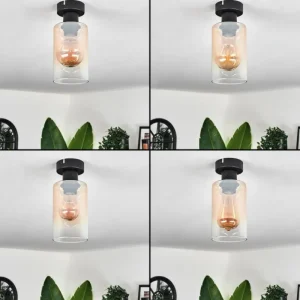 hofstein Plafonnier Hunouri Noir, 1 lumière* Lampes En Verre