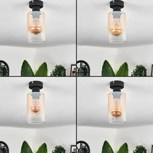 hofstein Plafonnier Hunouri Noir, 1 lumière* Lampes En Verre
