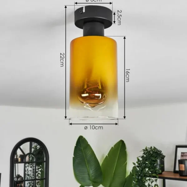 hofstein Plafonnier Hunouri Noir, 1 lumière* Lampes En Verre