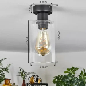 hofstein Plafonnier Hunouri Noir, 1 lumière* Lampes En Verre