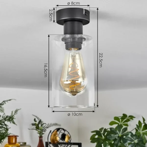 hofstein Plafonnier Hunouri Noir, 1 lumière* Lampes En Verre