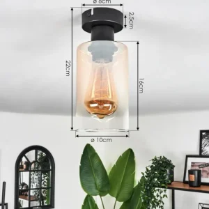 hofstein Plafonnier Hunouri Noir, 1 lumière* Lampes En Verre