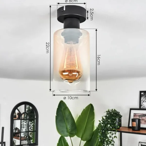 hofstein Plafonnier Hunouri Noir, 1 lumière* Lampes En Verre