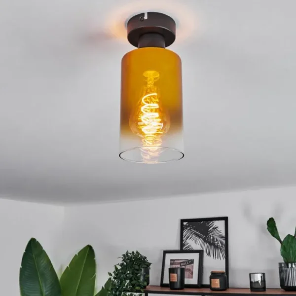 hofstein Plafonnier Hunouri Noir, 1 lumière* Lampes En Verre