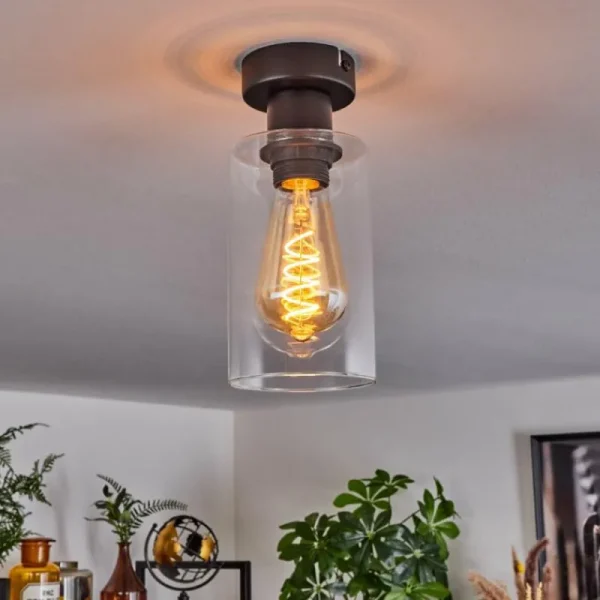 hofstein Plafonnier Hunouri Noir, 1 lumière* Lampes En Verre
