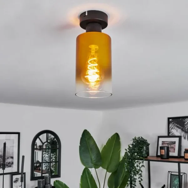 hofstein Plafonnier Hunouri Noir, 1 lumière* Lampes En Verre
