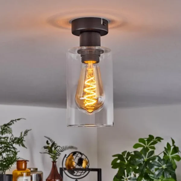 hofstein Plafonnier Hunouri Noir, 1 lumière* Lampes En Verre