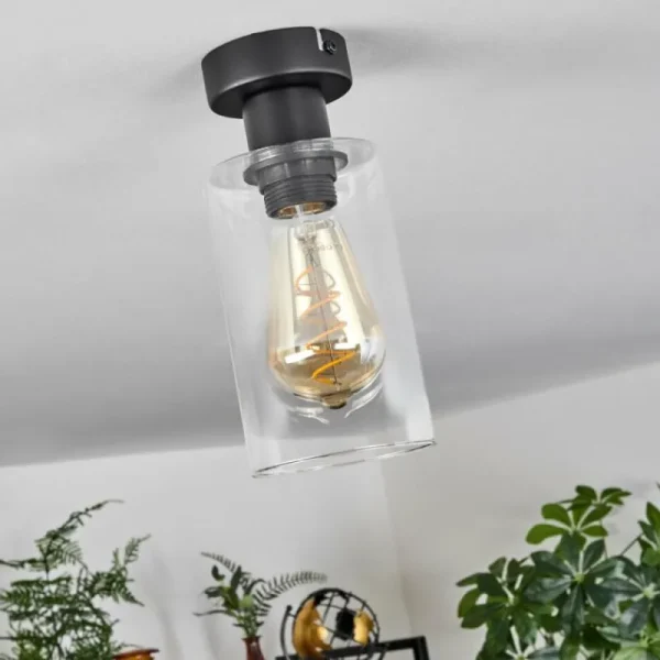 hofstein Plafonnier Hunouri Noir, 1 lumière* Lampes En Verre