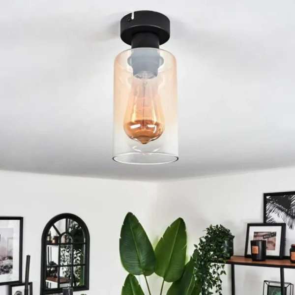 hofstein Plafonnier Hunouri Noir, 1 lumière* Lampes En Verre