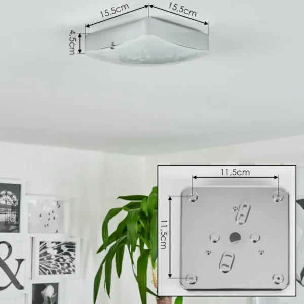 hofstein Plafonnier Hutton LED Chrome, 1 lumière* Lampes En Verre