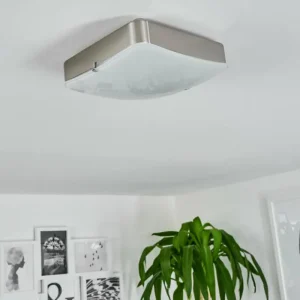 hofstein Plafonnier Hutton LED Nickel mat, 1 lumière* Lampes En Verre