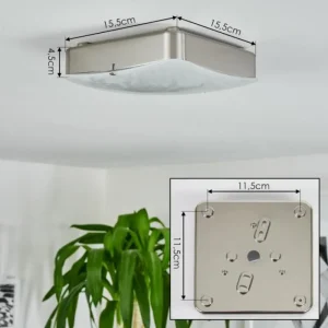 hofstein Plafonnier Hutton LED Nickel mat, 1 lumière* Lampes En Verre