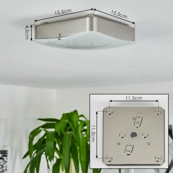 hofstein Plafonnier Hutton LED Nickel mat, 1 lumière* Lampes En Verre